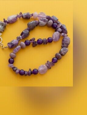 Chunky Multi-Shape Natural Purple Amethyst Gemstone Statement Necklace